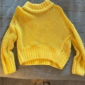 Free People Vibrant Yellow Cowl Neck Sweater